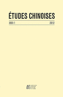 Etudes chinoises XXXI-I (2012)